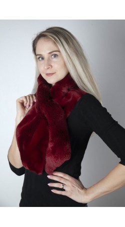 Red-Bordeaux rex fur scarf